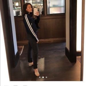 Rag & bone Toni denim stripe moto jacket